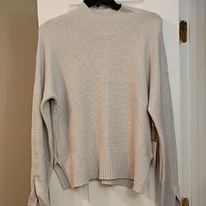 Cyrus Women's Cream Ribbed Cowl Neck Sweater